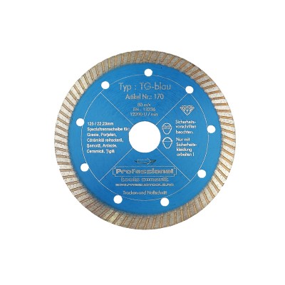 Disc diamantat pentru tăiere gresie TG-BLAU 125 mm Atlas Diamant, cod 1700125022